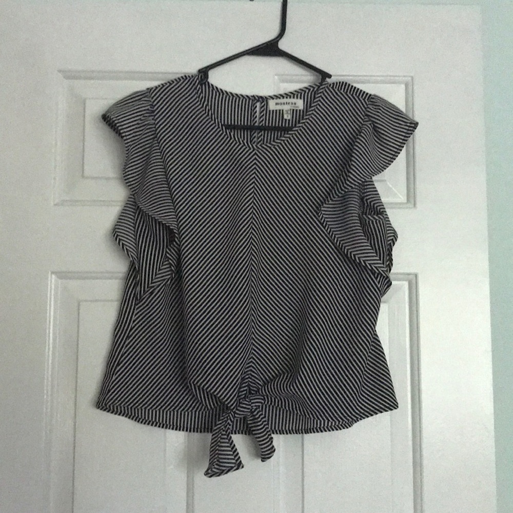 Blouse black & white striped